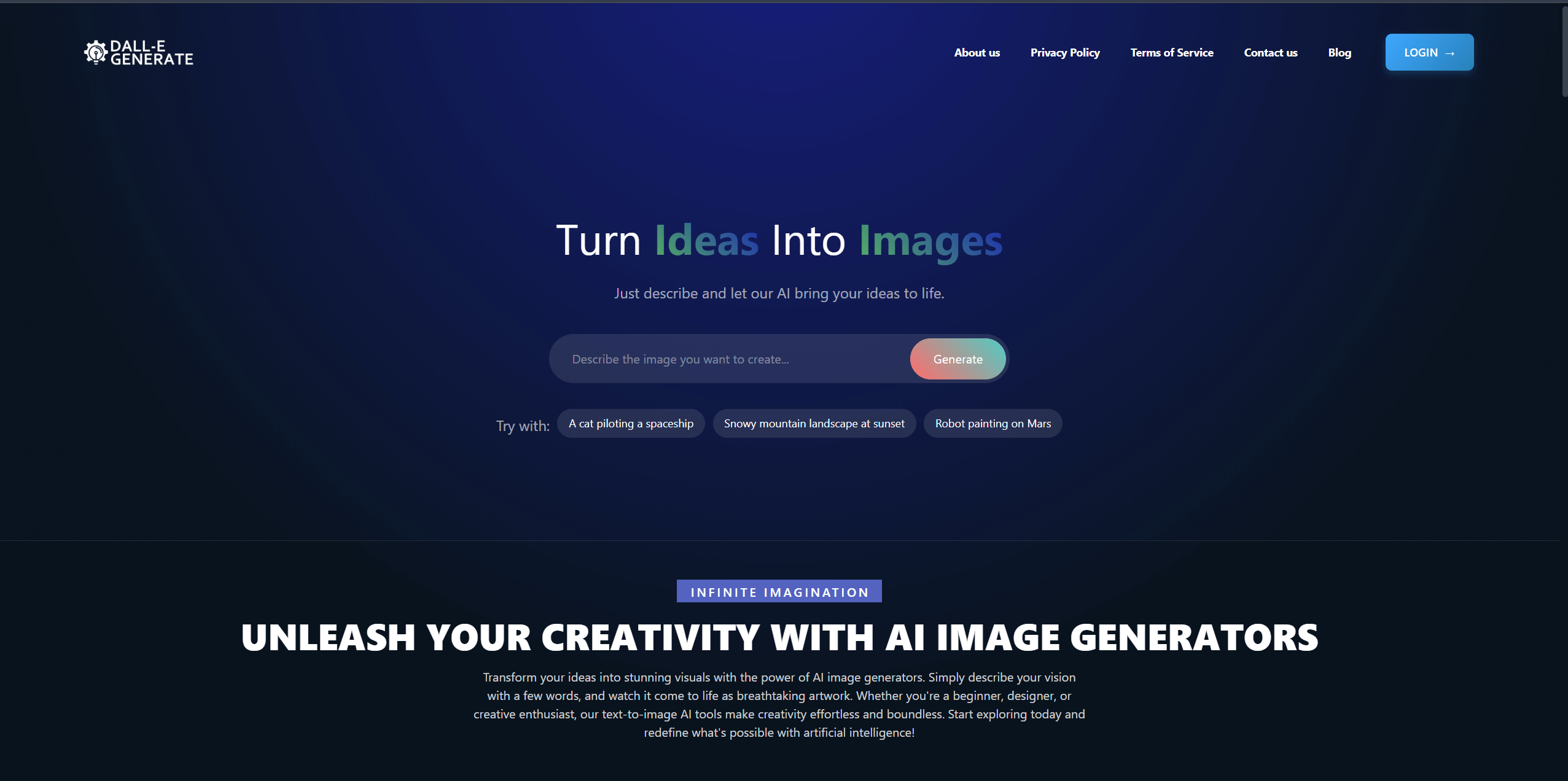 Dall E Generate free AI image editor interface