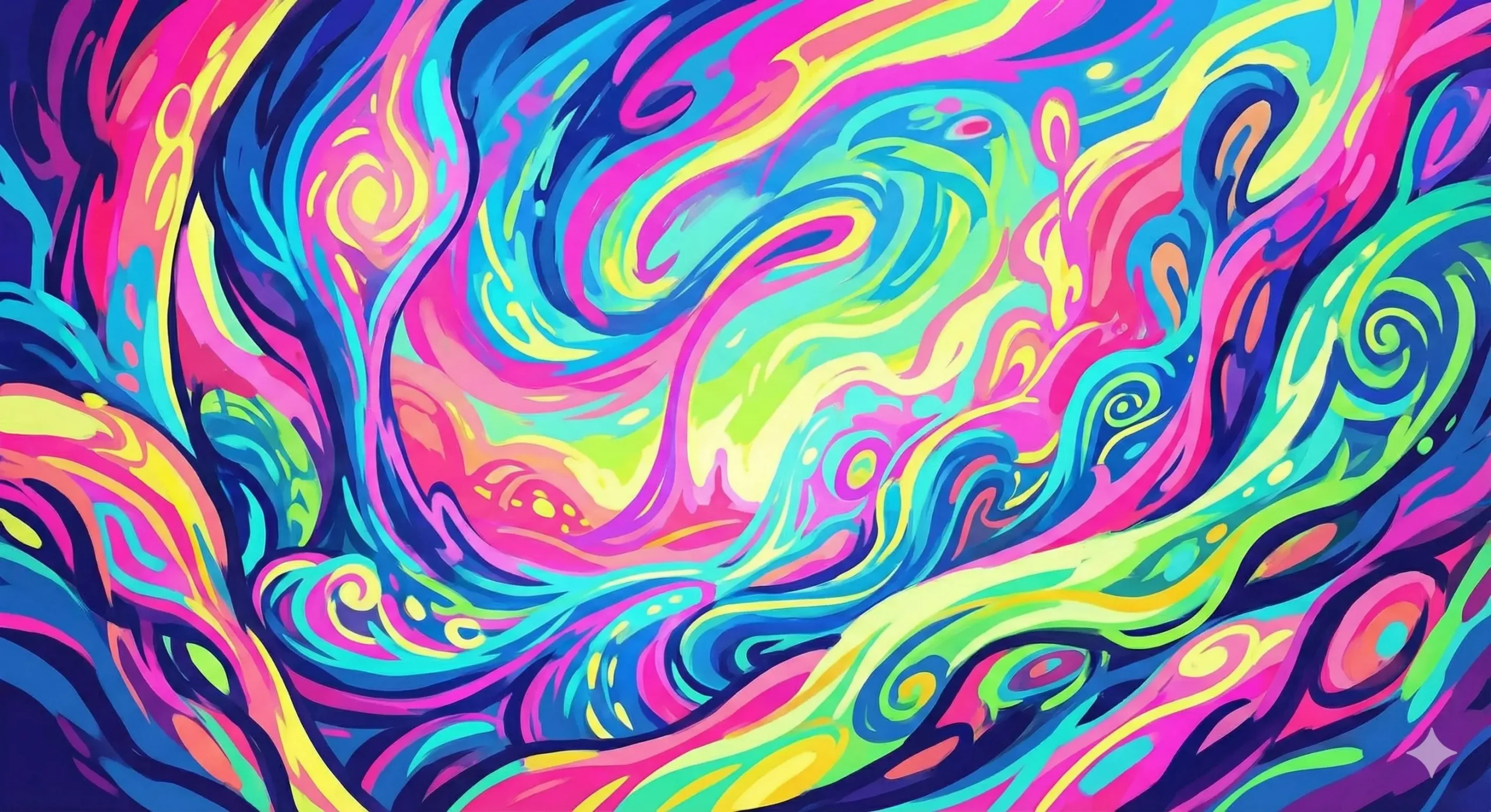 Vibrant colorful abstract swirls generated instantly by the Nano Banana Standard model to demonstrate speed and creativity.